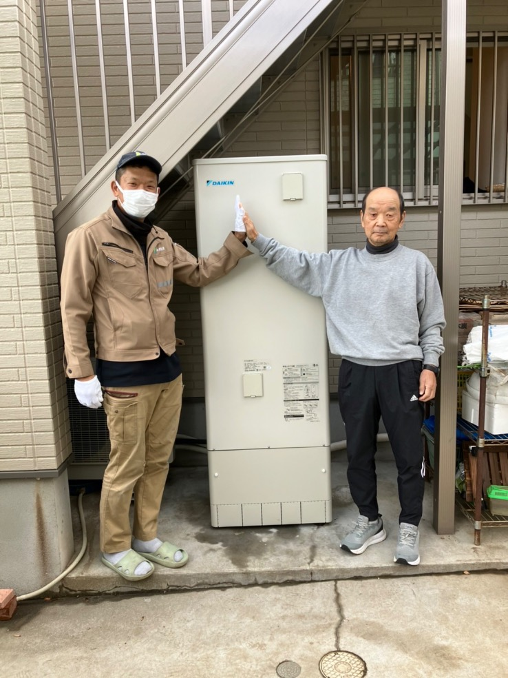 ナショナルエコキュートHE-K37AQからダイキンエコキュートEQX37XFV｜エコキュート交換工事｜東京都日野市万願寺｜